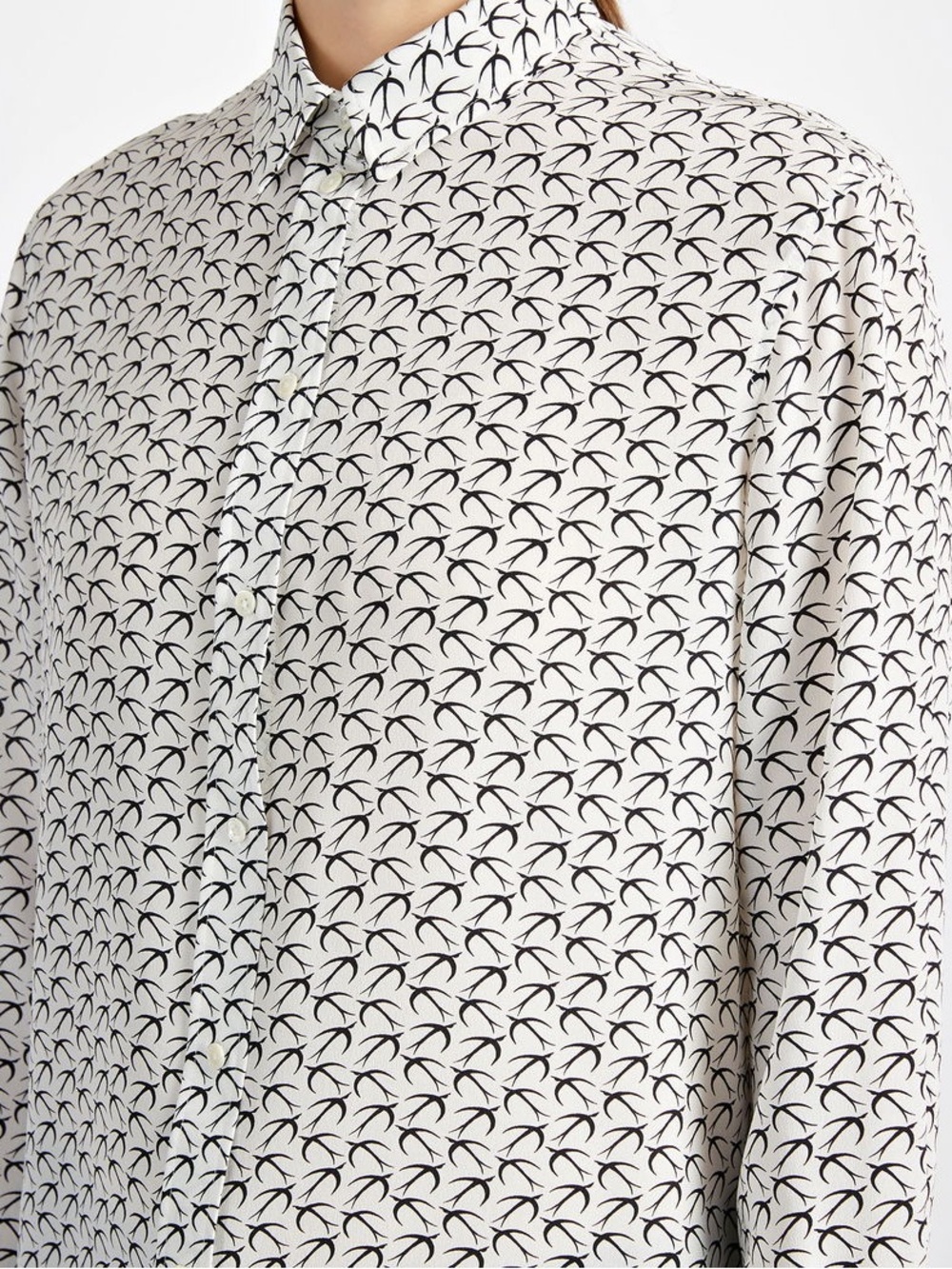 Joseph New Dara Bird Print Silk Button down Blouse Top size 40 US size 8